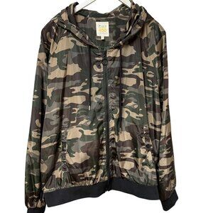 CALI 1850 Camo Bomber Jacket Plus Size 3X Green Womens Windbreaker Hoodie